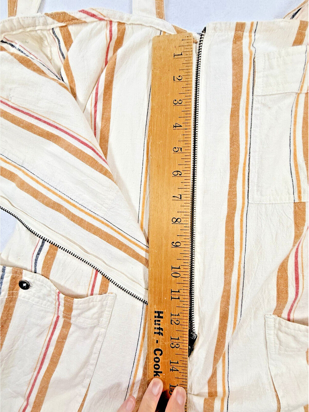 Billabong Light The Night Overalls Womens M Striped Utility Bib Jumpsuit Zip - Picture 12 of 14